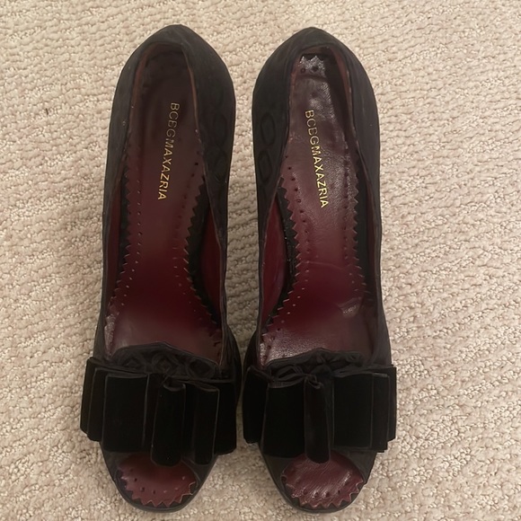 BCBG Max Azria Black Peeptoe Platform Heels Size 7 - Picture 3 of 9